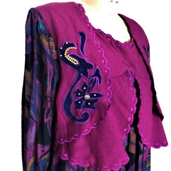 Vintage maxi long cottagecore meets grannycore dress with vest - Picture 6 of 16